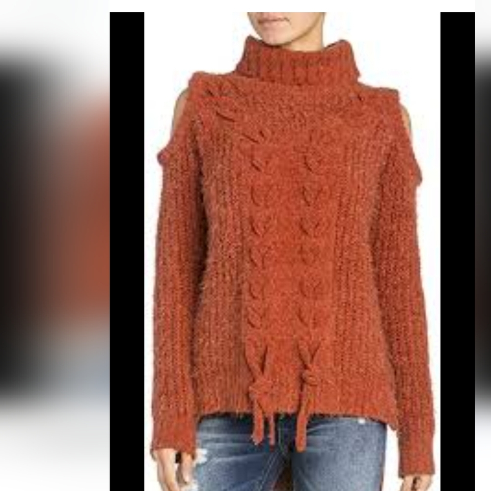 Miss Me Cold shoulder braided sweater